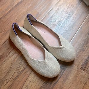 Rothy’s light gold metallic flats